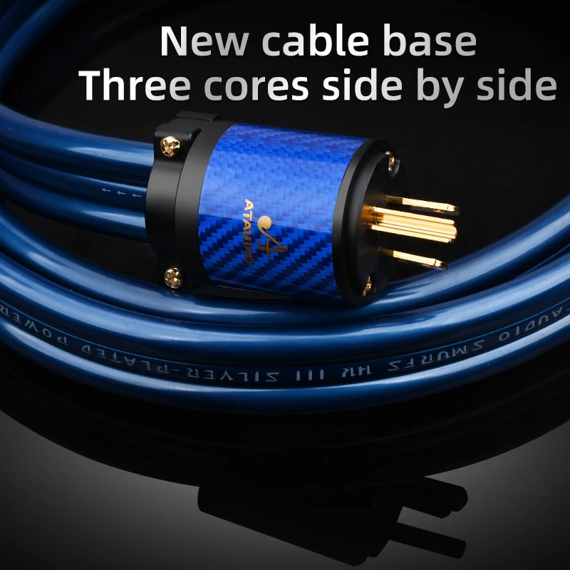 Hifi Power Cable Hi-end Silver-plated OCC Power Cord For CD DVD DAC and Amplifier with EU US AU Power Plug