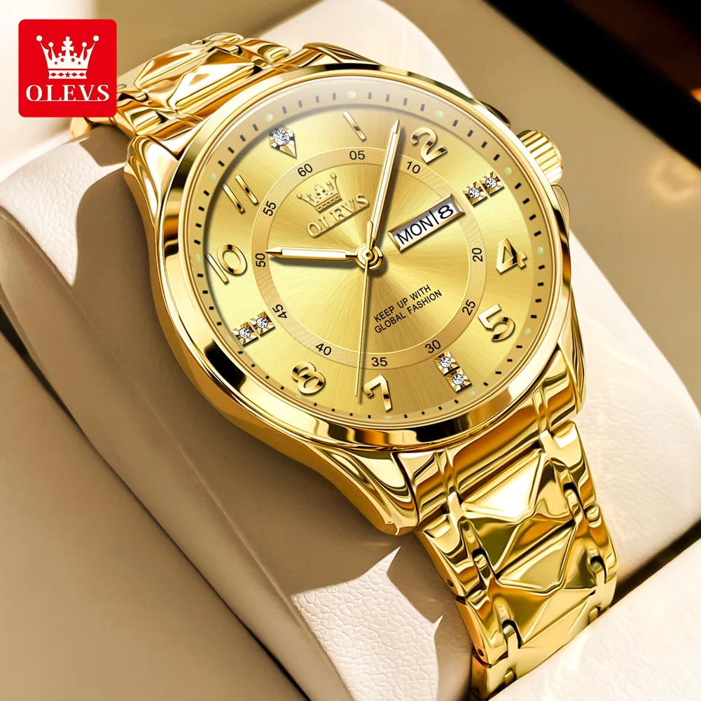 OLEVS 2910 Original Couple Watch Calendar Waterproof Luminous Quartz Wrist Watch for Men Women Luxury Brand Lover's Hand Clock