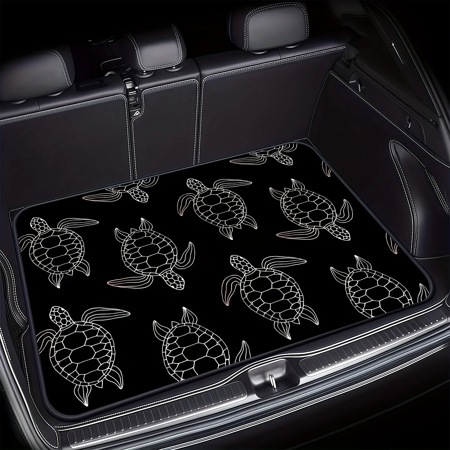 1pc 2D Flat Dark Tortoise Pattern Car Trunk Mat - Suitable For Sedans And Suvs, Durable And Easy To Clean, Keeping Car Interior