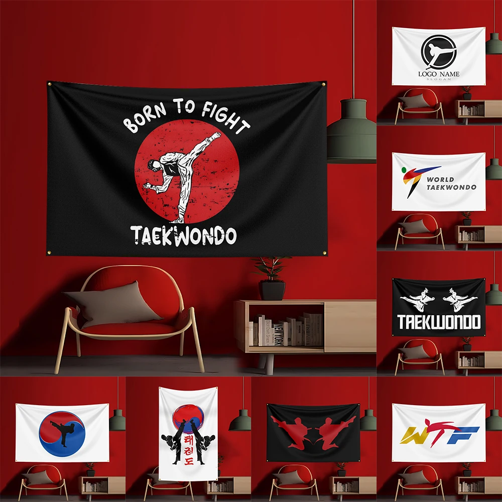 

3x5ft Taekwondo Flag Polyester Printed Party Flag For Event Showroom Fitness Workout