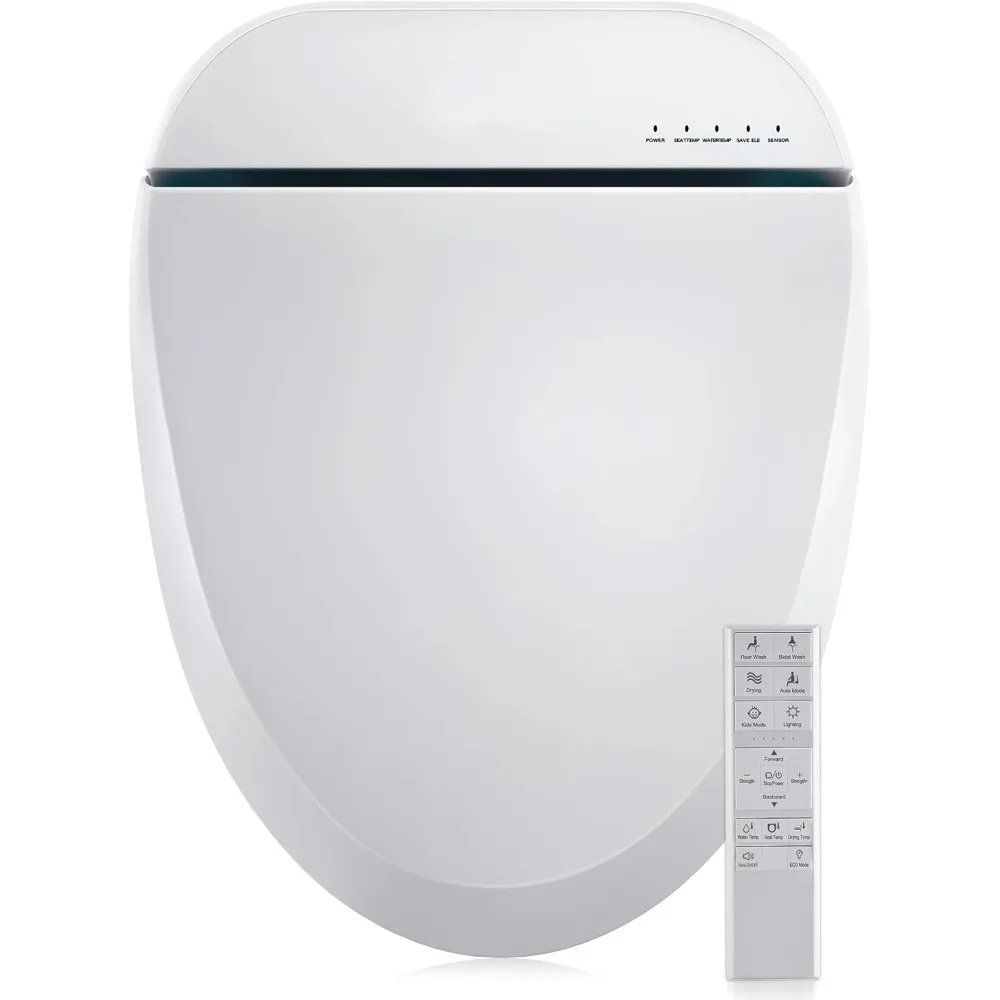

Toilet Seat, Smart Unlimited Warm Water, Electronic Heated Toilet Seat with Remote Control, Turbo Wash, Dryer, Rear and Front Wa