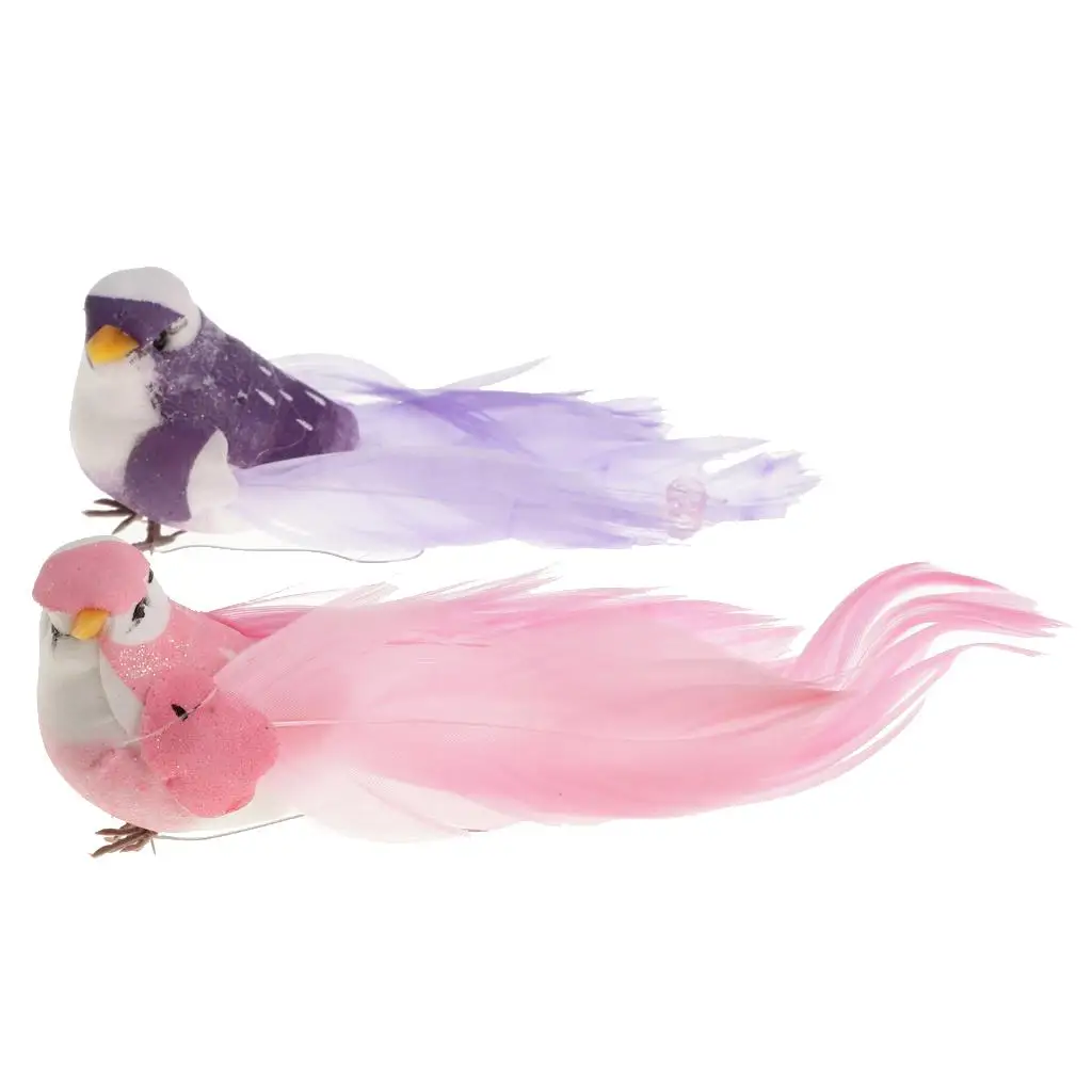 Decorative Artificial Birds Realistic Feathered Simulation Ornament for Home Garden Wedding Decor
