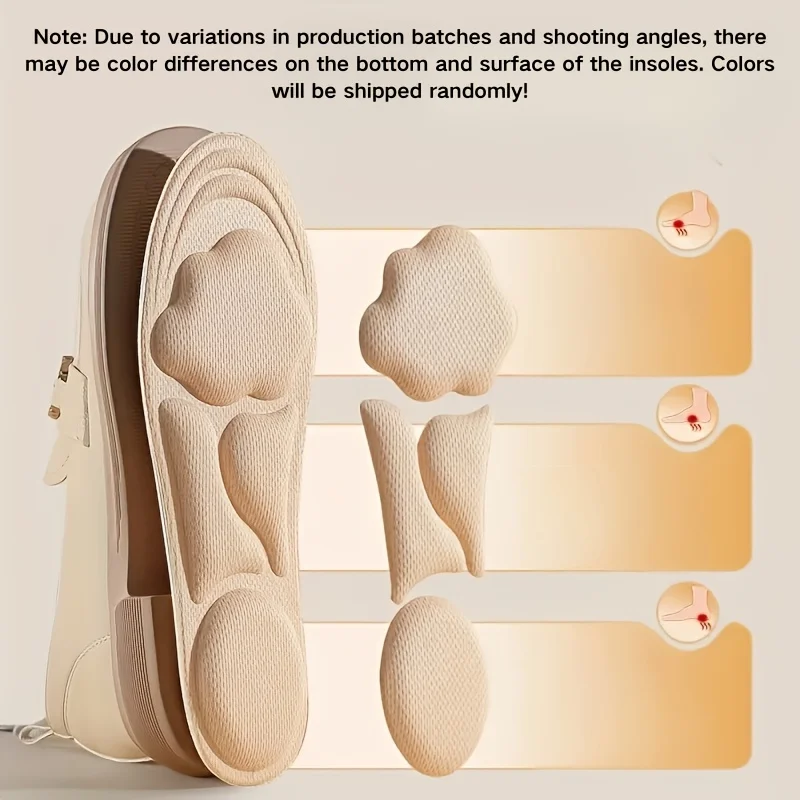 6 Pairs Soft Foam Shoe Insoles, Unisex Cloud Cushion Inserts, Breathable Sweat Absorbing Pad for Sneakers Running High Heels