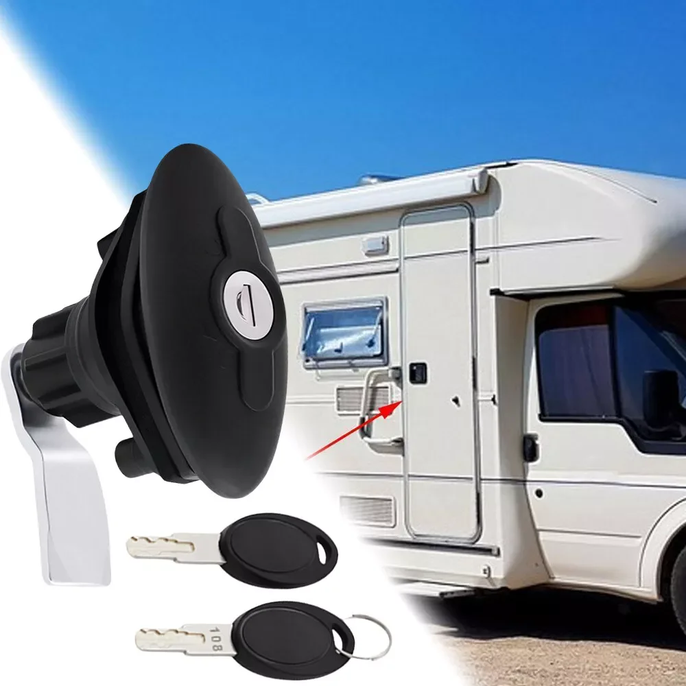 1 conjunto de fechadura oval para porta rv, com chaves, preta, para swift eldis modelo 2007, motorhome, caravana, van, rv, acessórios