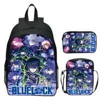 BLUE LOCK Juego de 3 piezas para estudiantes de primaria, secundaria y secundaria, mochila, bolso de hombro, estuche para lápices