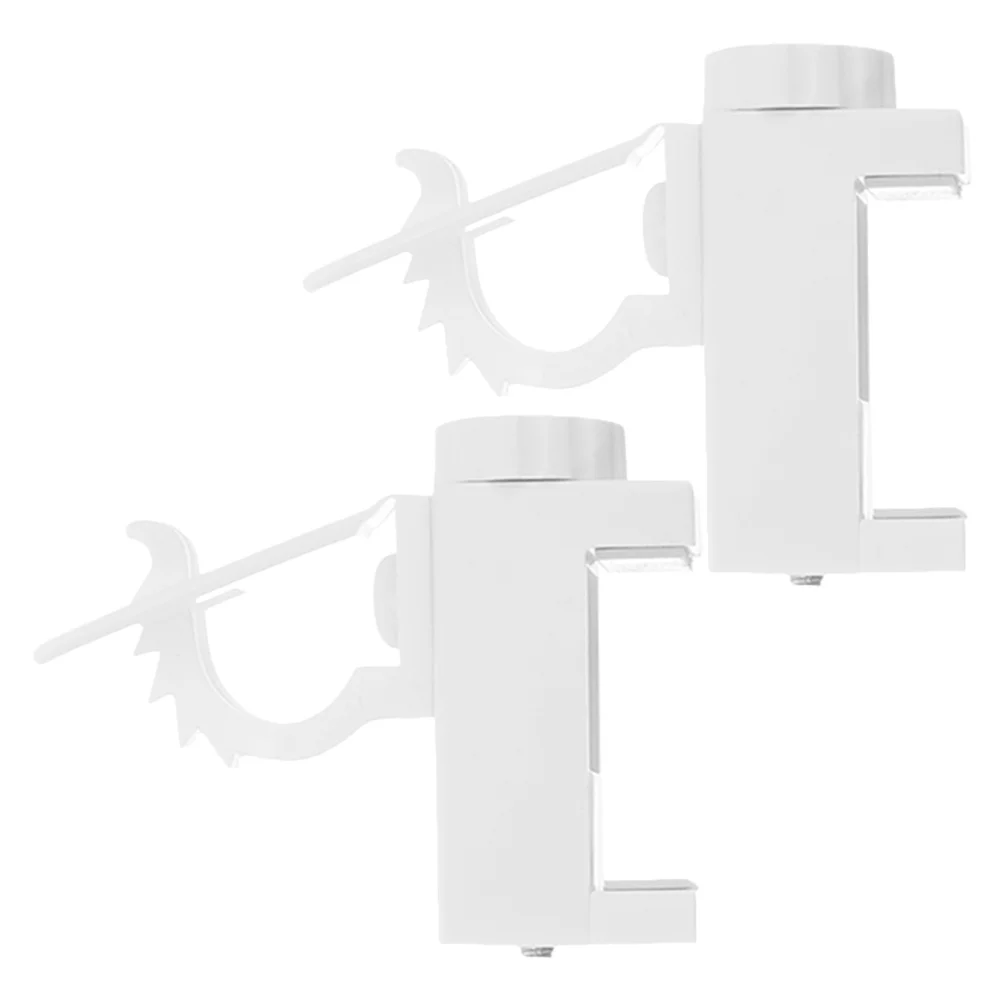 2 Pcs Clip-On Rod Bracket Curtain Hooks No Drill Holder Holders for Wall Screw Storage