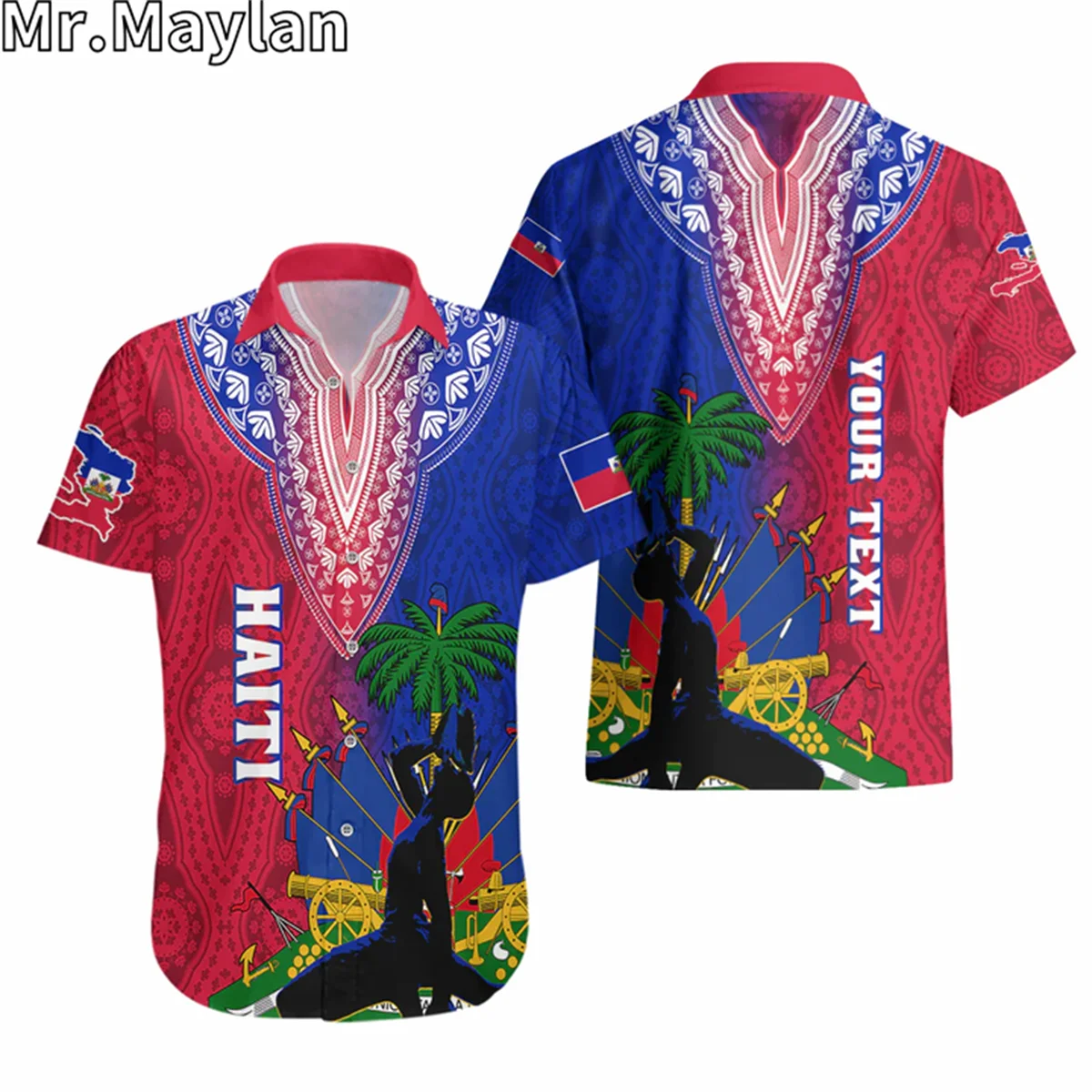 

HAITI HAWAIIAN SHIRT AYITI NEG MARON WITH DASHIKI ROYAL 3D Summer Short Sleeve Tee Men Shirts 2024 Oversized 5XL Chemise Homme