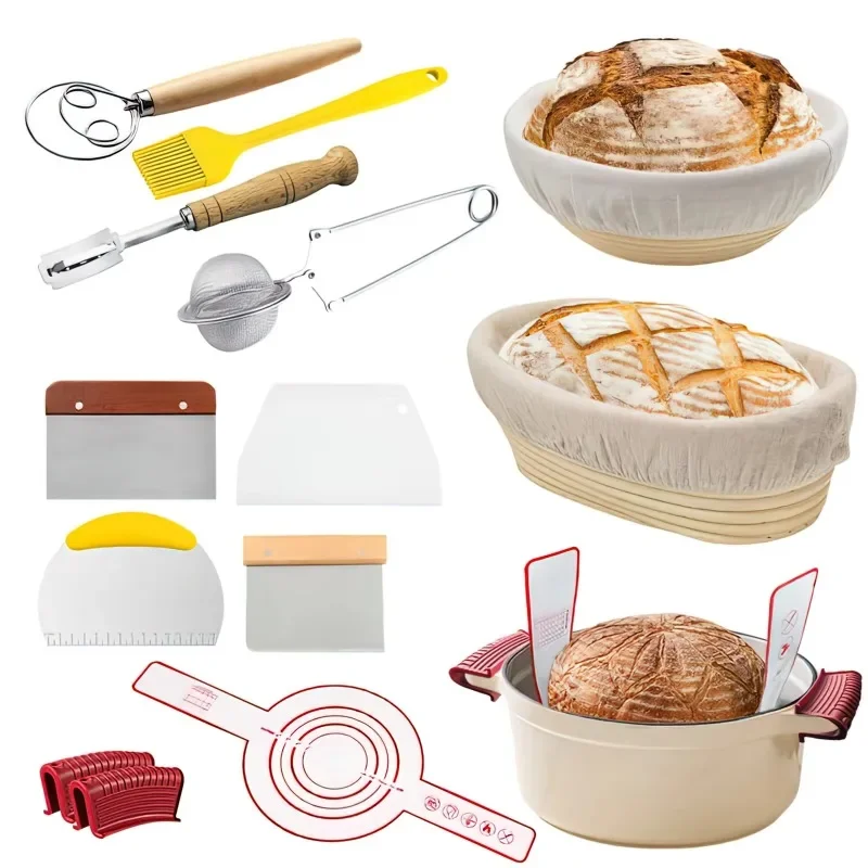 

Sourdough Start Proofing Basket Bread Baking Kit Supplies with Bread Making Tools Silicone Bread Sling Kit Kitchen Supplies