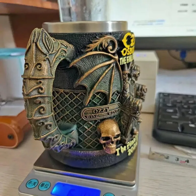 Halloween 3D Resin Ozzy Mug Osbourne Commemorative Mug Stainless Steel Skull Water Cup Beer Mug Coffee Cup Drinking view 6