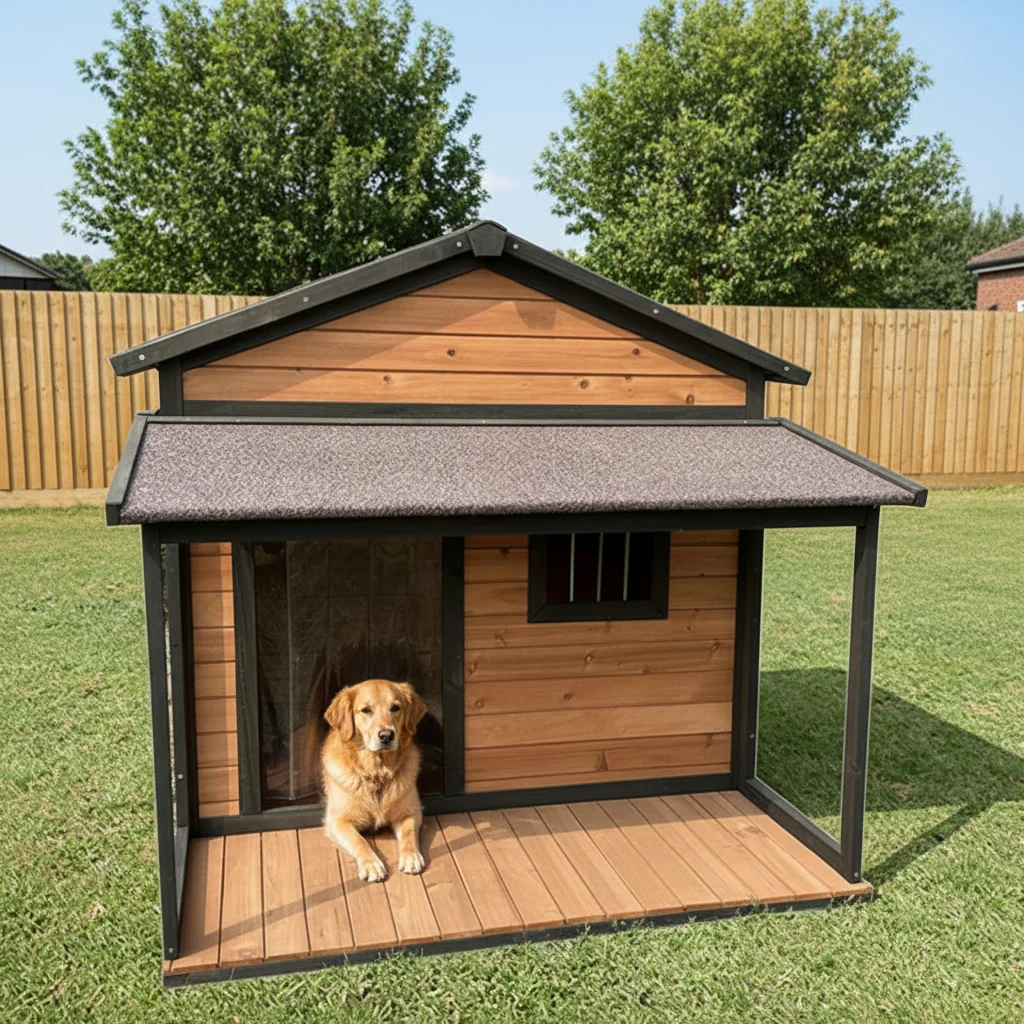 

Custom SDD026 Eco-Friendly Modern Dog House Outdoor Wooden Kennel With Print Pattern For Small Animals