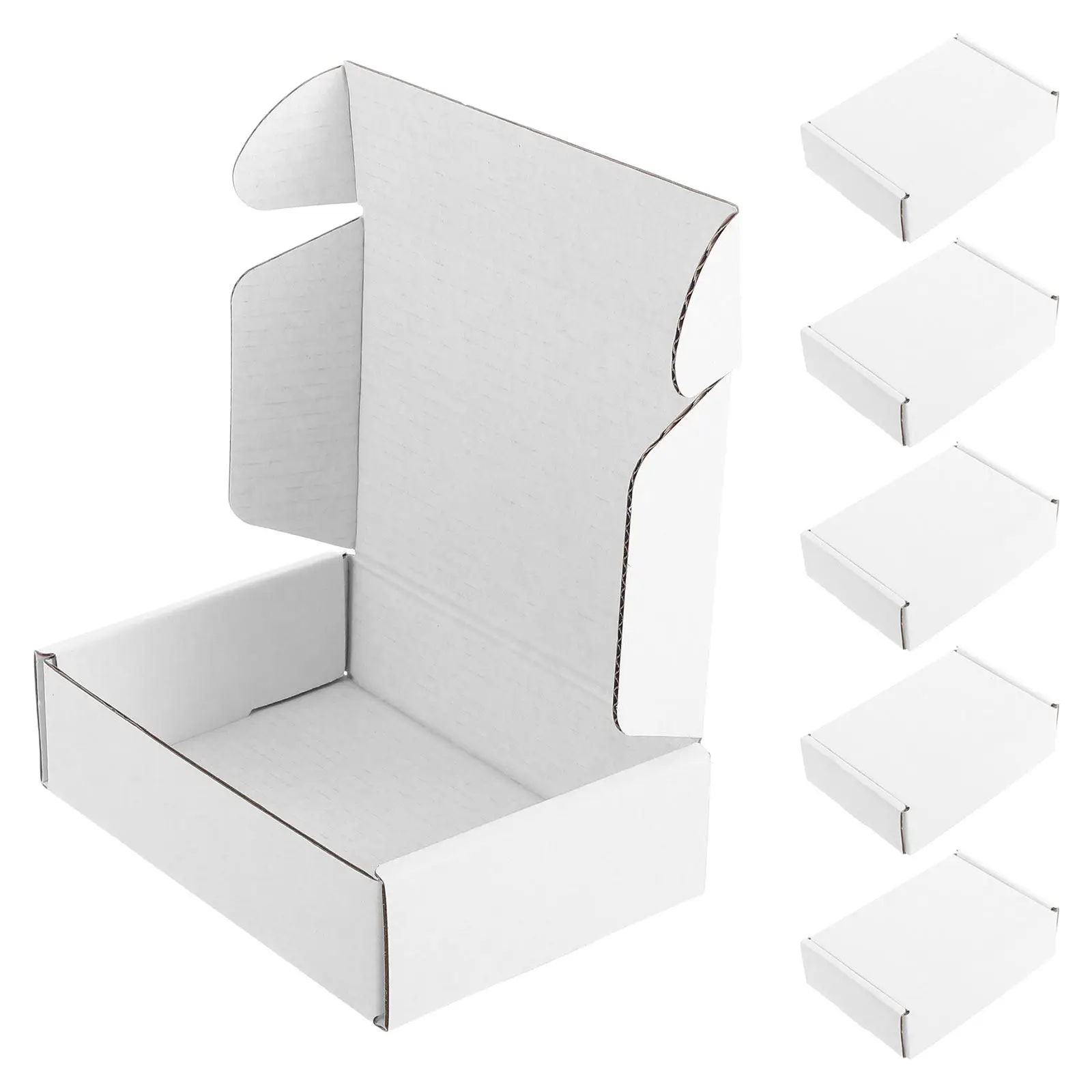 6Pcs White Paper Packaging Boxes Smooth Edge Cardboard Shipping Boxes for Small Business Mailing Storage Box for Shipping