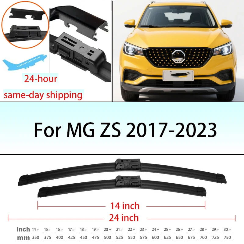 

For MG ZS Front Wiper Blades 2017-2023 2018 2019 2020 2021 2022 Windscreen Windshield Window Brushes Accessories 24"+14"
