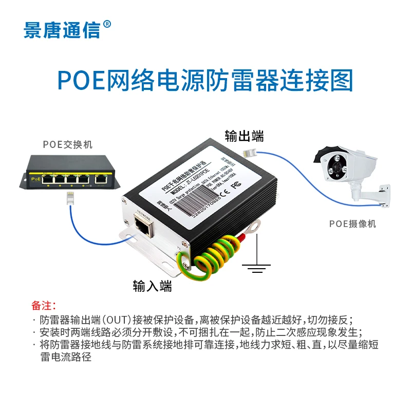 PoE Network Lightning Arrester 1000M Wireless Bridge AP Surveillance Camera Lightning Arrester Anti-surge Protector