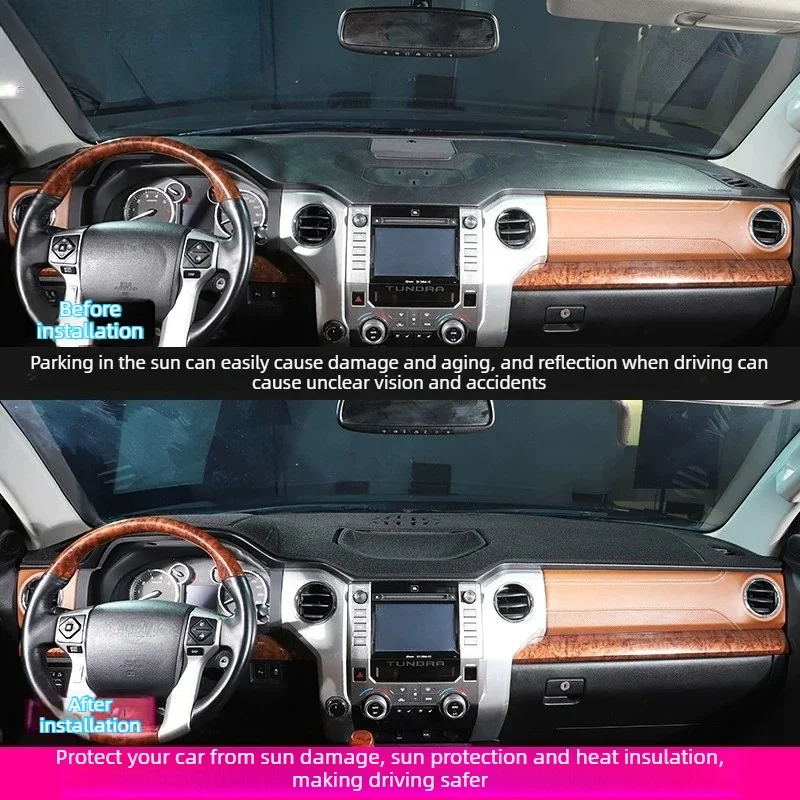 Car Dashboard Cover Dashmat Non‑Slip Anti‑Glare Insulation Sun Shade Protector Pad Dustproof Mat For Toyota Tundra 2014-2024