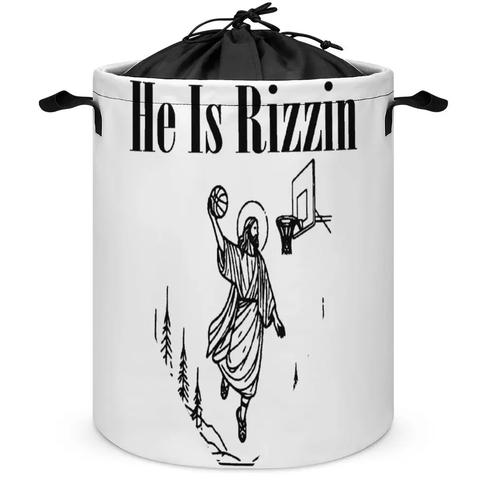 He Is Rizzin Vintage 90s Shirt Funny Jesus Laundry Basket Storage Bins Multifunctional Unique Stored Toys And Great to The Touch