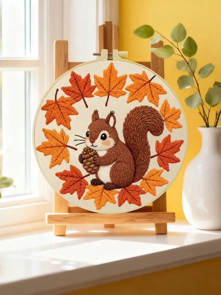 1 Stück 20X20CM/15X15CM 7,87/6,3 Zoll Meerblick Stickerei Starter-Kit DIY-Kit DIY-Stickerei-Set für Anfänger – Detail 6