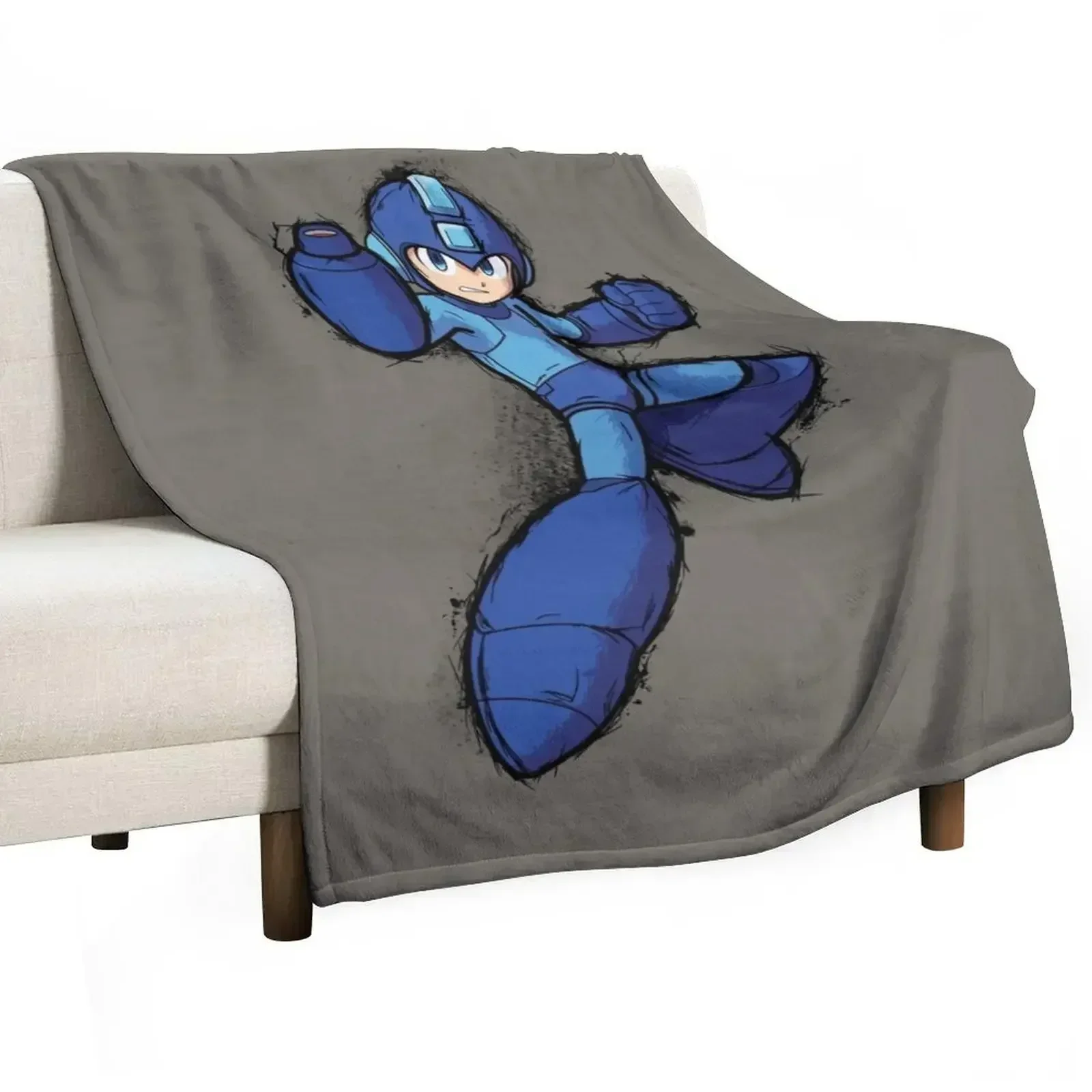 Megaman vintage inked Throw Blanket Decorative Beds For Baby Shaggy Decorative Throw Retros Plaid Blankets