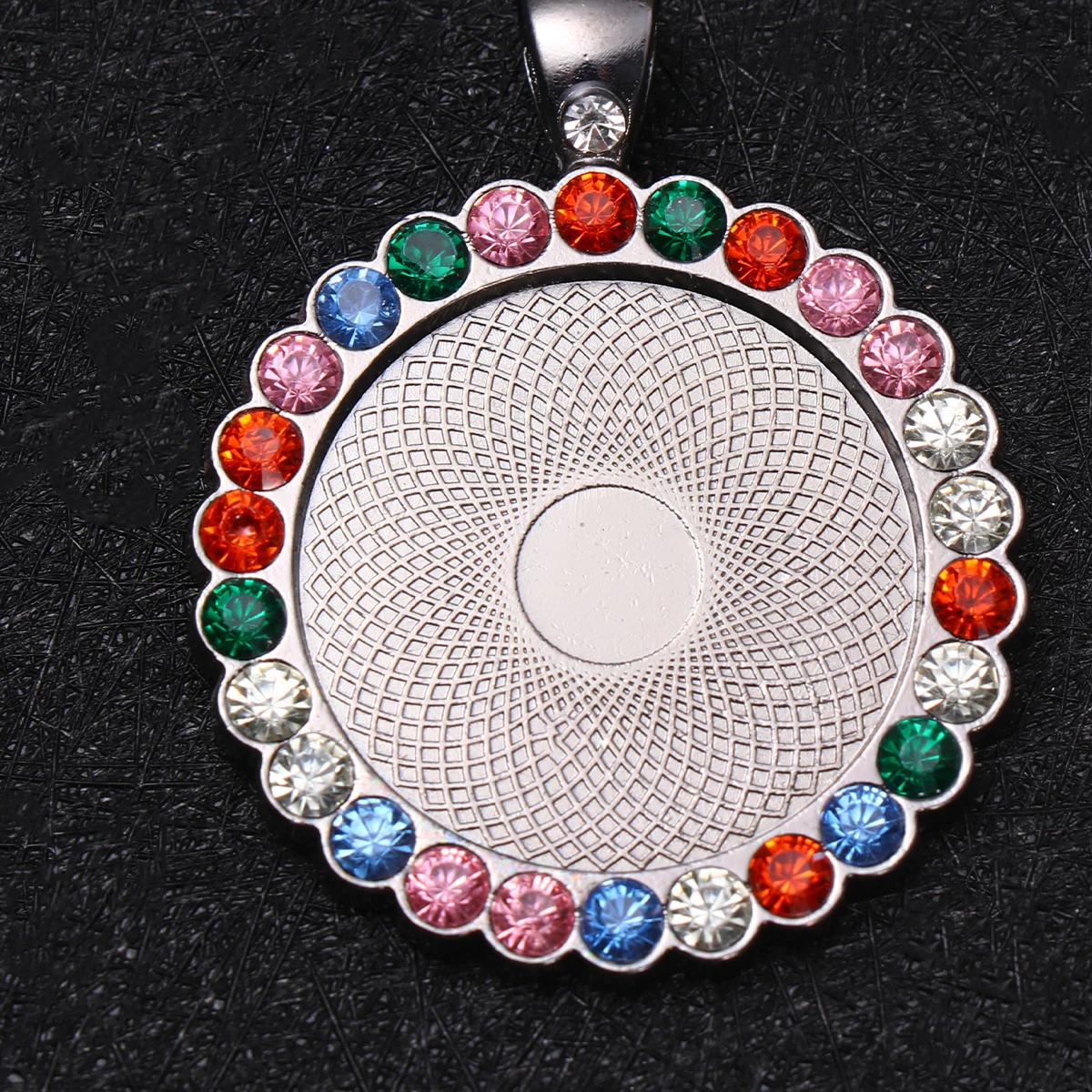 

12pcs Round Gem Pendant Parts Rhinestone Shining Jewelry Accessories Durable Alloy Components For Kids Adults Home Store