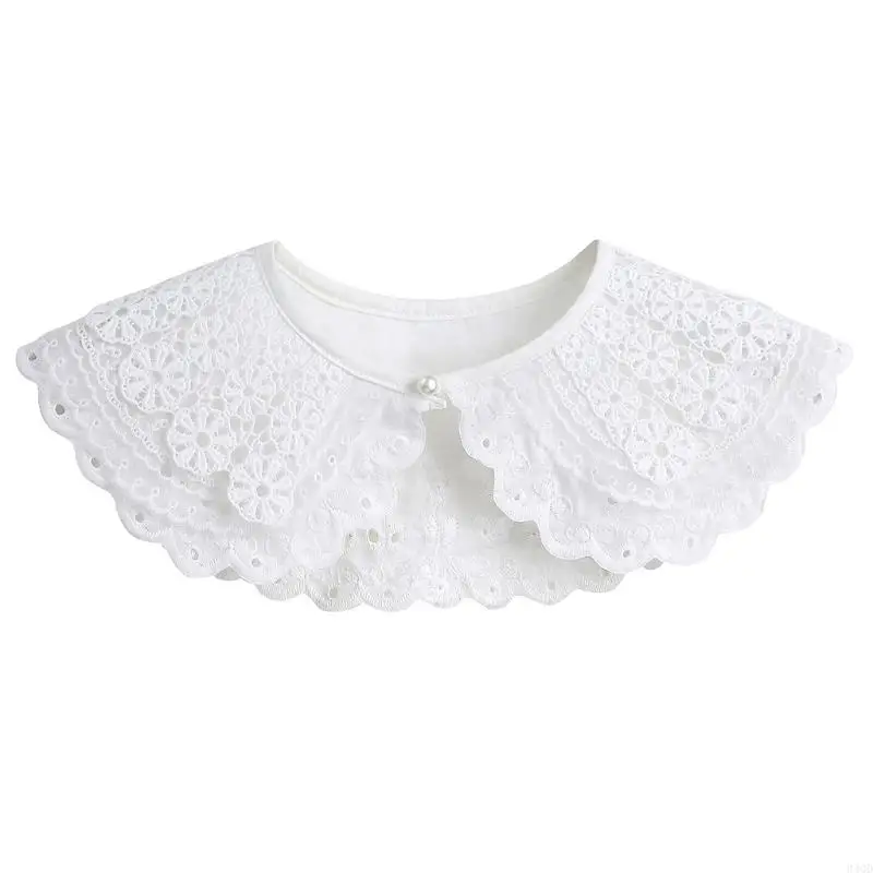 340D Hollowed Flower False Collar Triple Layer Wavy Brim Sweet Detachable Collar