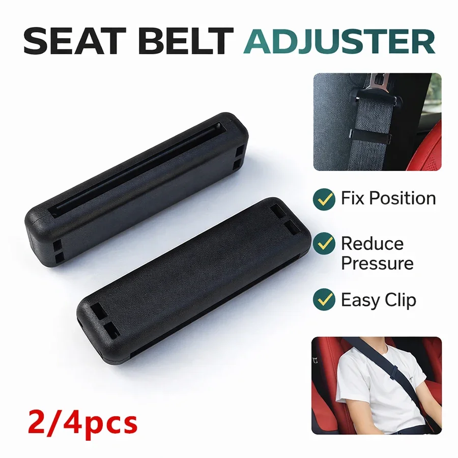 2/4Pcs Car Seat Belt Adjuster Clip, Auto  Anti Slip Seat Belt Position Fixer Adjustable Seat Belt Clip Universal Compact Design