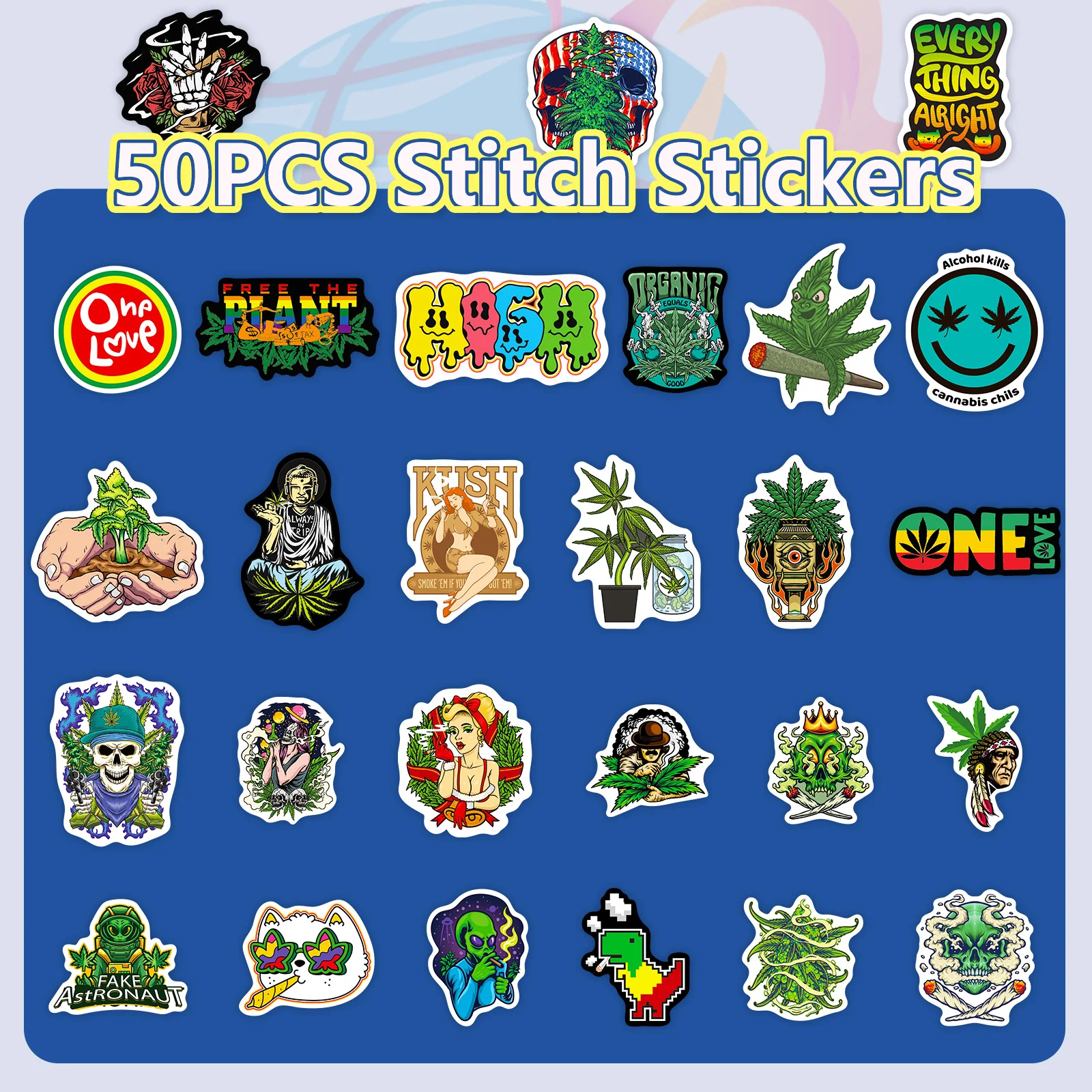 10/25/50pcs Leaves Weed Smoking Graffiti Stickers for Adults Vinyl Motorcycle Skateboard Helmet Waterproof Luggage Phone