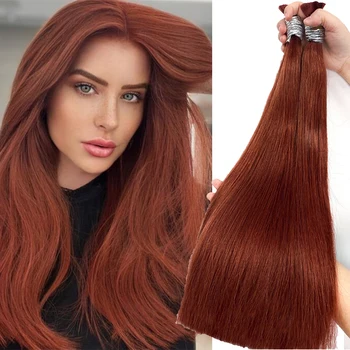 ผมต่อธรรมชาติบริสุทธิ์เรมี่สำหรับต่อผมตรงสีแดงเข้มผมยาว33 # สีส้มขิงเวียดนาม