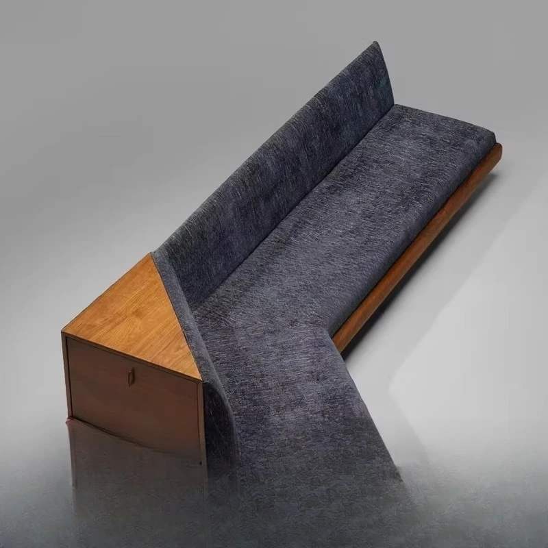 

Hotel clubhouse side several solid wood sofas soft light luxury high-end furniture