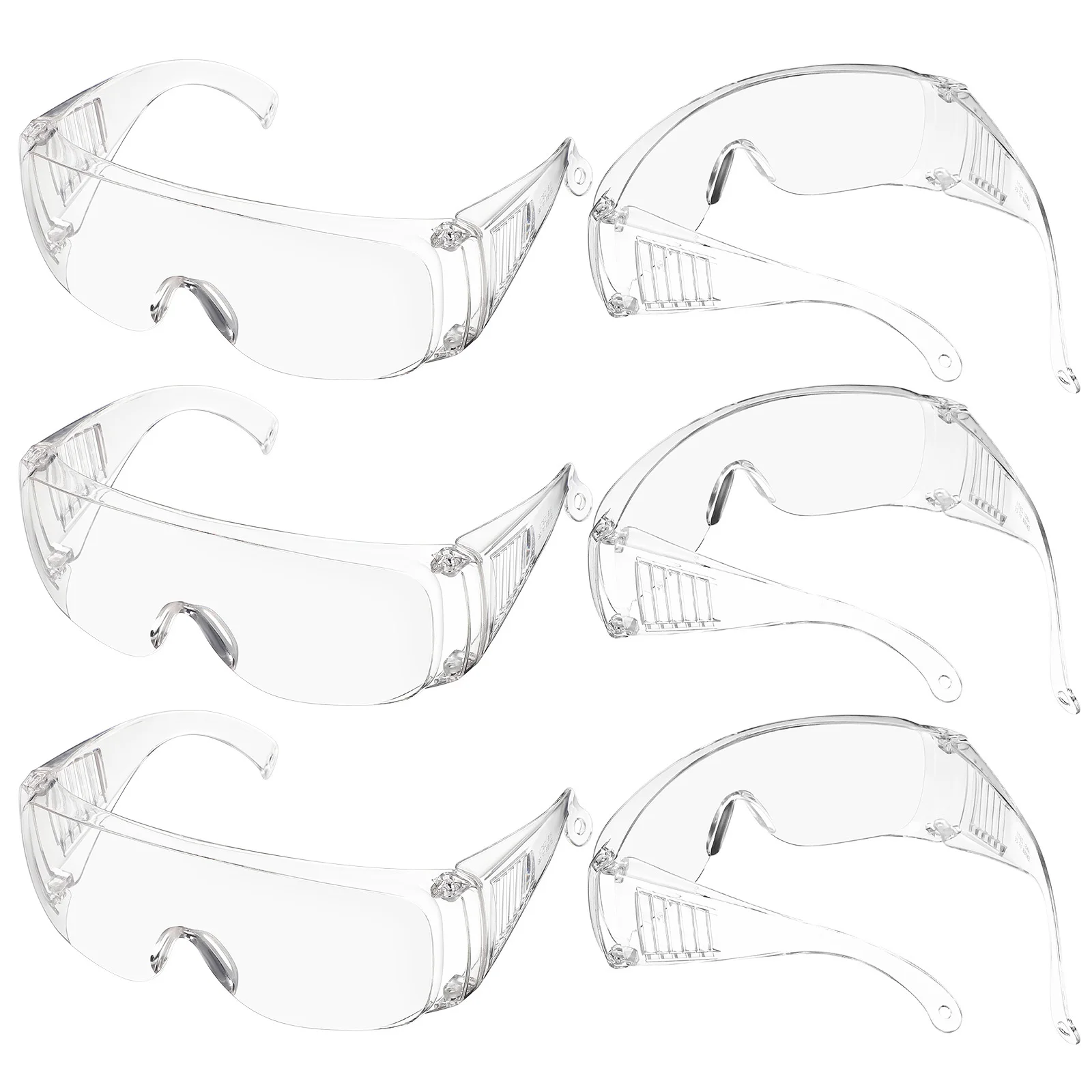 6 pares de gafas de seguridad de laboratorio ventiladas, gafas protectoras transparentes, diseño con rejilla, ajuste cómodo, amplio campo de visión