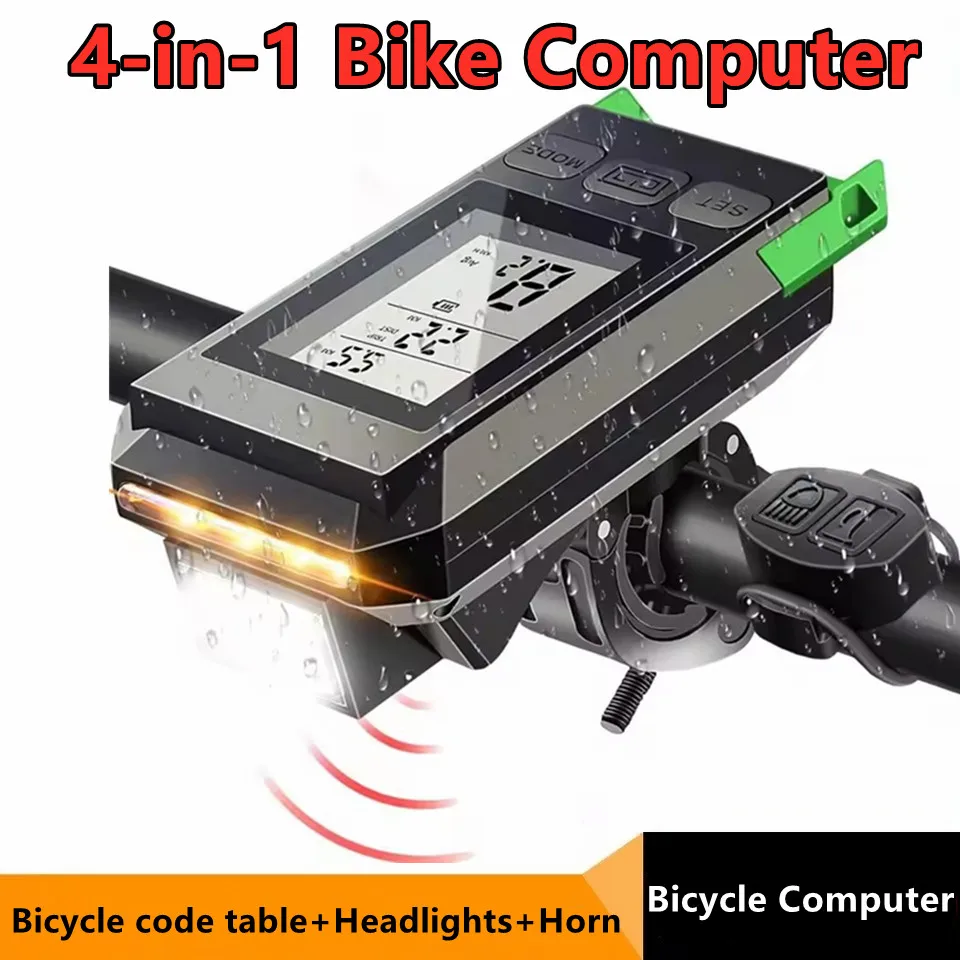 

Bike Headlight With LCD Display Speedometer And Horn USB Rechargeable Bicycle Computer Bike Light For Outdoor Cycling Code Table