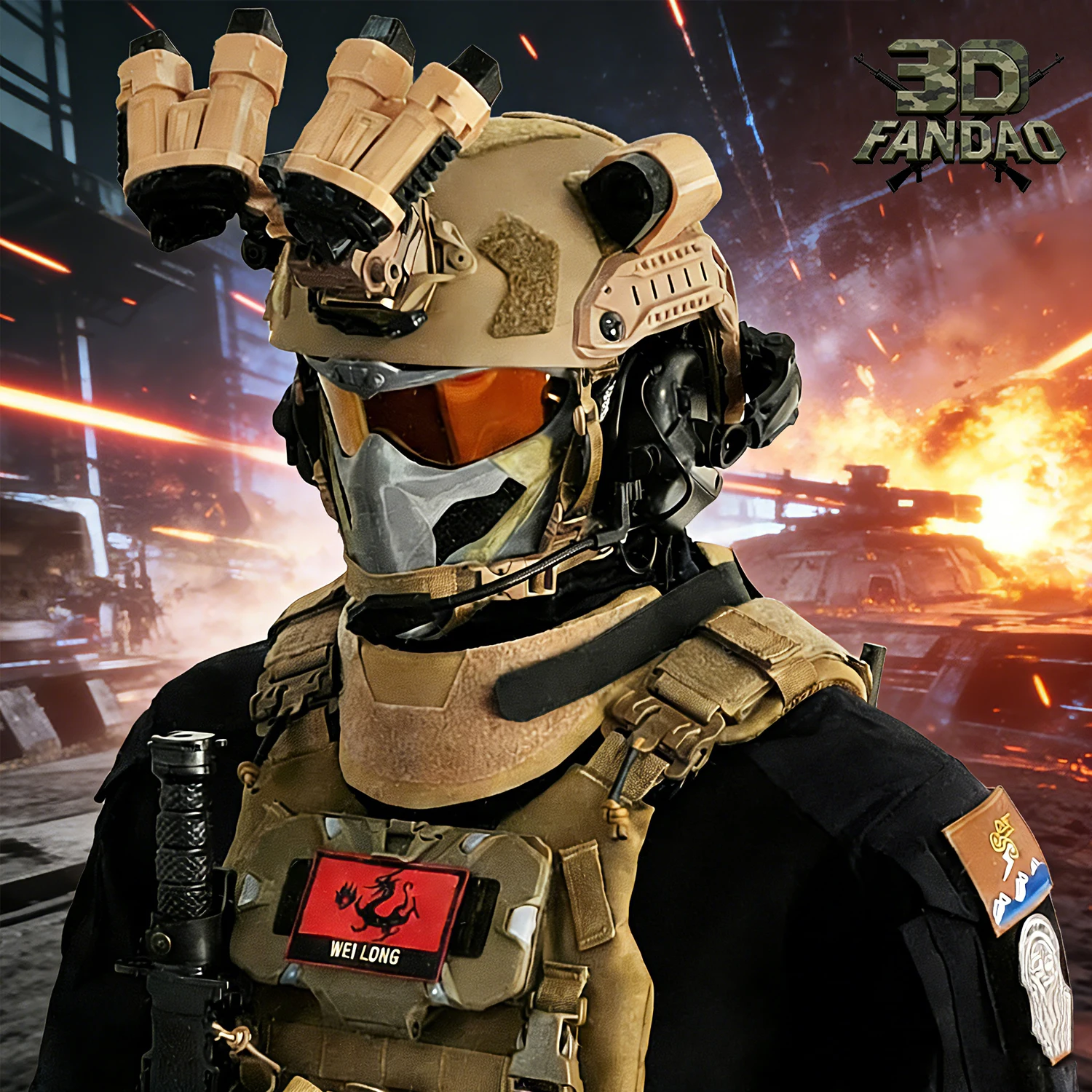 

Delta Force Full Helmet Dragon Mask Set with Night Vision Goggles Model Tactical Helmet Set for Delta Operation Game Cosplay