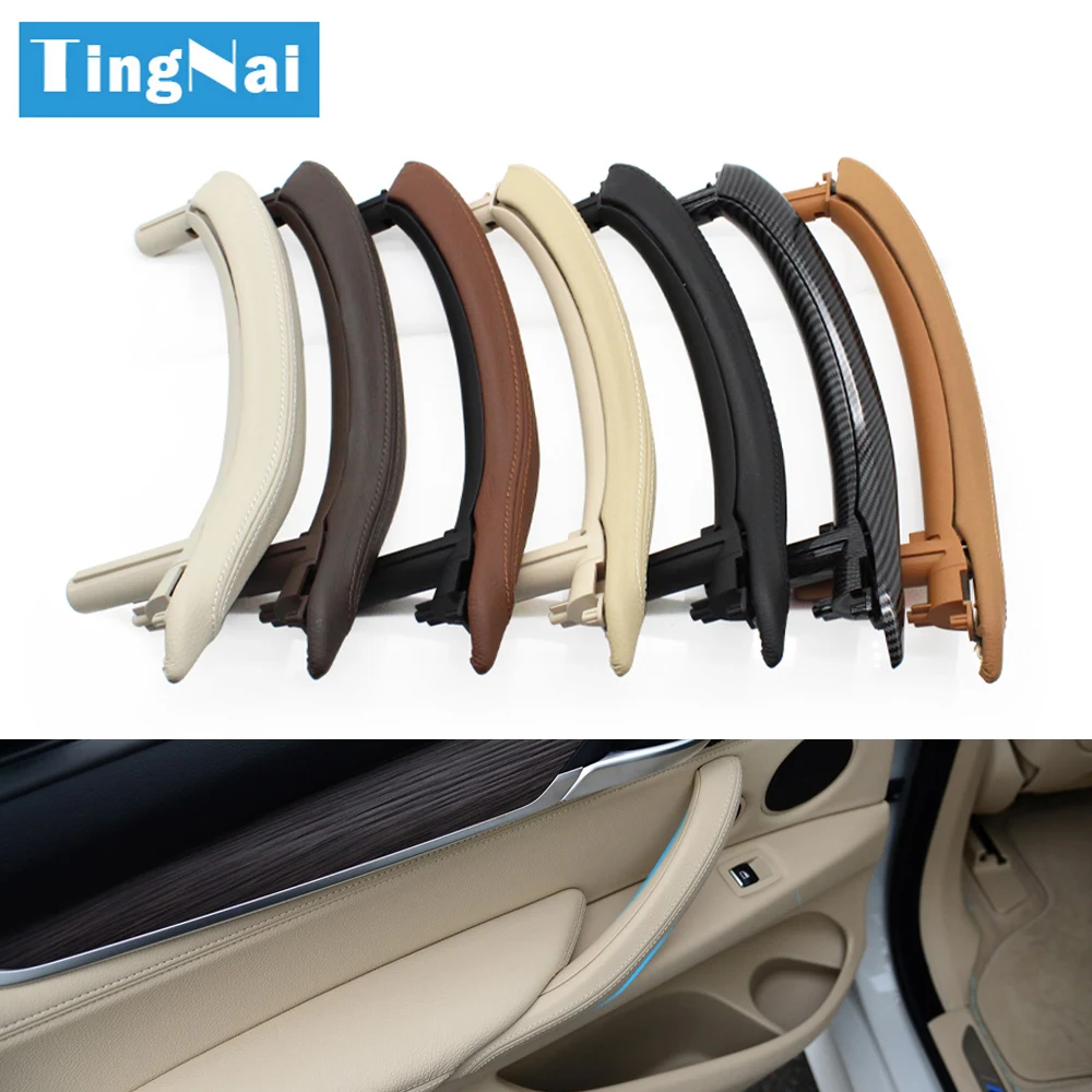 

Car Front Rear Passenger Doors Pull Handle Trim With Leather Outer Cover For BMW X5 X6 F15 F16