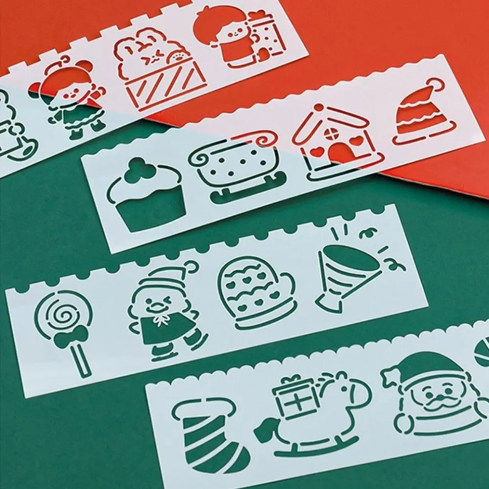 Out Lace Ruler Copy Stencil Merry Christmas Drawing Templates Ruler Students Stationery School Supplies Painting Stencil Tools