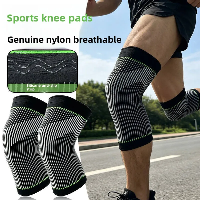 Compression Knitted Sports Knee Pads for Running Fitness Jump Rope Anti Twist Nylon Breathable Elastic Patella Warm Leg Guards