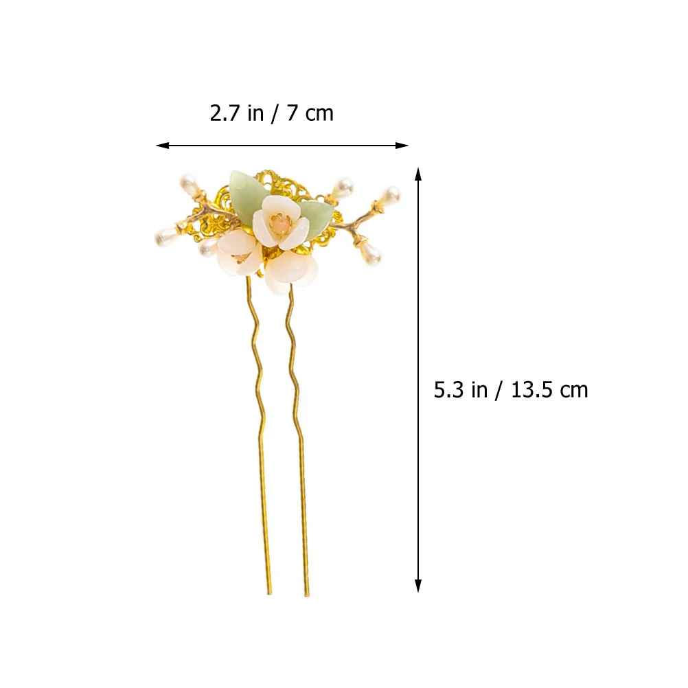 

Ancient Style Hair Fork Flower Pearl Chignon Stick Bun Pin Chinese Hair Accessory Women Vintage Hairpin Updo Decor Hanfu