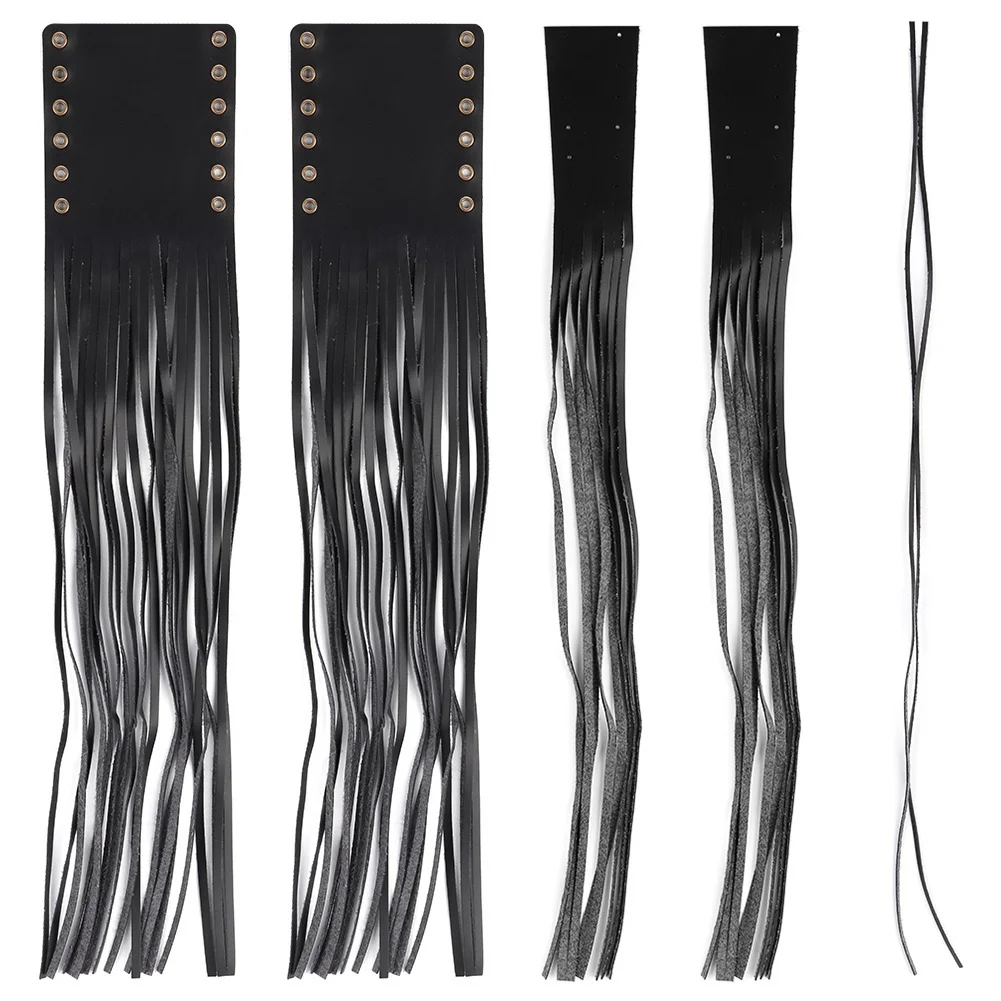 2Pcs Black PU Leather Hand Grips Tassel for 1in Handlebar Motorcycle Modification Accessories