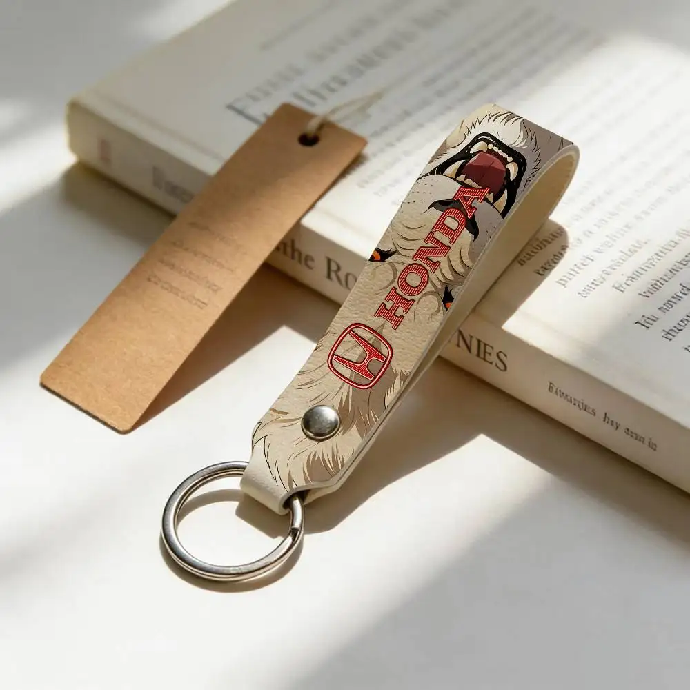 

For Honda High Quality PU Leather Moto Keychain Vintage Style Key Pendant For Scooter Motocross