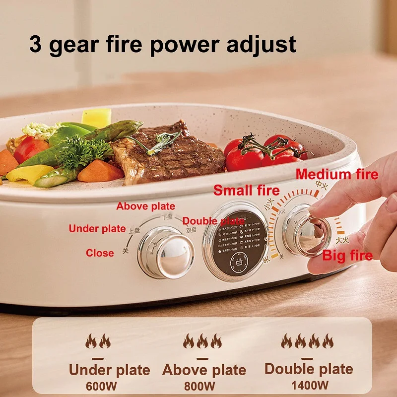 220V Electric Baking Pan Home Large capacity Double-sided Heating Pancake Machine Pie Pizza Bak Pan 3 Gear Adjust Grill Machine