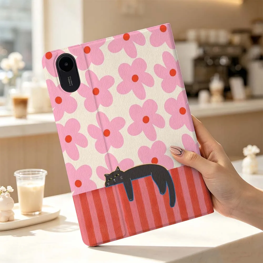 Cartoon Black White Cat For Xiaomi Poco Redmi Pad 8 2 4 5 6 6S 7 7S SE Pro Max 14 11 8.7 11.2 12.5 Inch Tablet Case Fashion