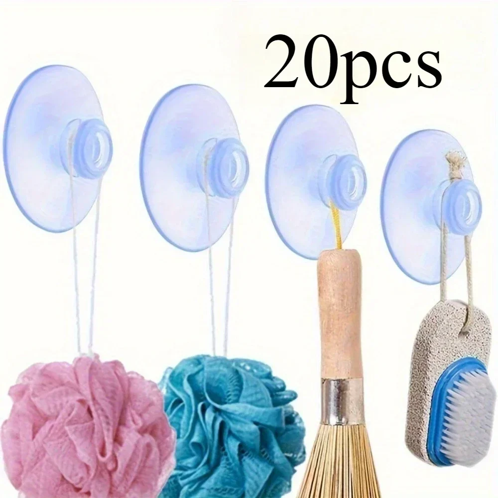 20pcs mushroom head sucker hook, bathroom hook, storage, glass sucker, transparent display auxiliary hook, reusable.