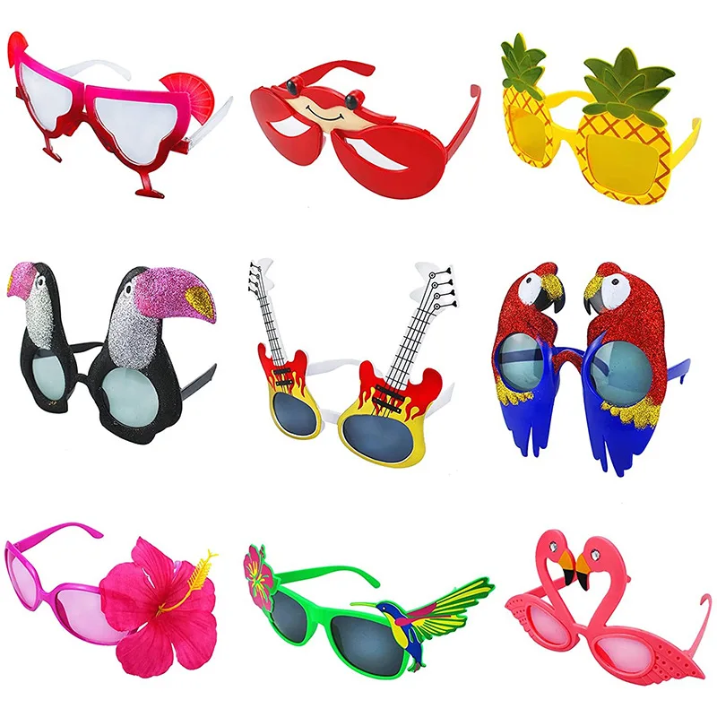 Hawaii Tropical Party Glasses Flamingo Flower Sunglasses Funny Glasses Photo Prop Kids Gift Tropical Aloha Birthday Party Decor