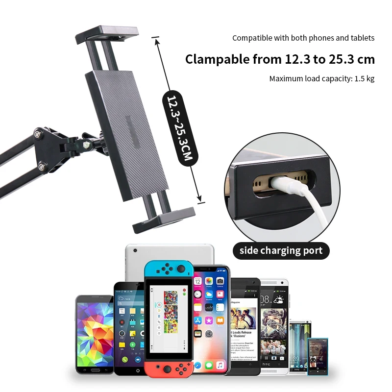 2025 ângulo altura retrátil suporte de chão tablet ao vivo suporte do telefone embalagem caixa tablet suporte preto e branco fcc