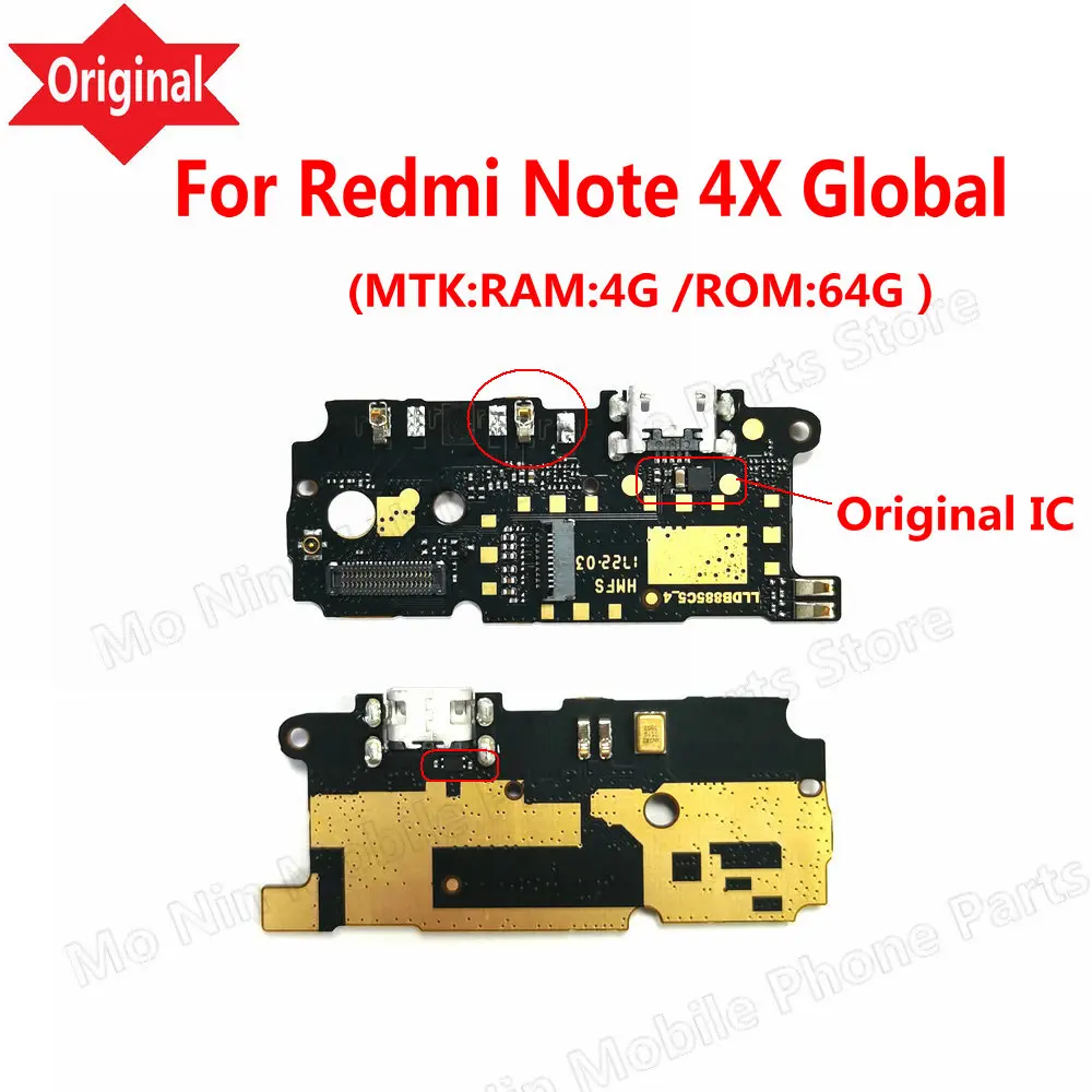 New Microphone Module+USB Charging Port Board Flex Cable Connector Parts For Xiaomi Redmi Note 4 4X 4XPro Global Replacement