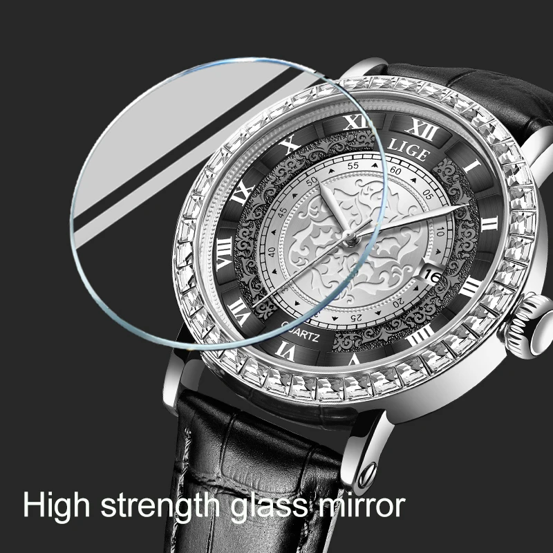 LIGE Fashion Luxury Quartz Watches Business Waterproof Auto Date Man Wristwatch Leather Strap Sport Vintage Watch for Men Clocks