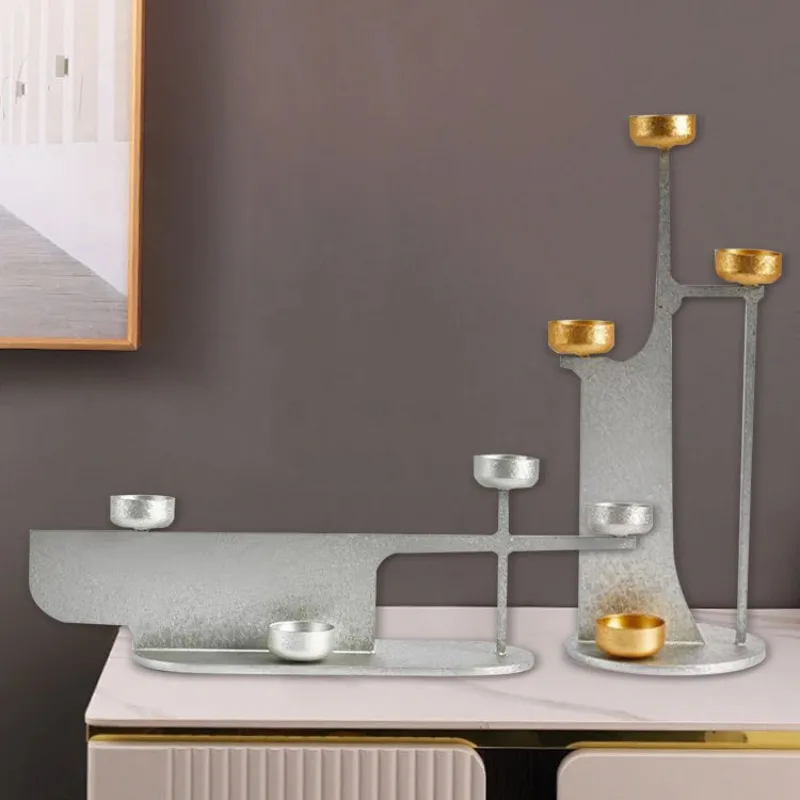 Modern creative metal candle holder ornaments model room dining table desktop entrywayscented candles