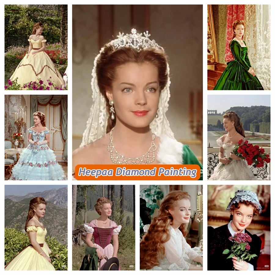 Sissi princesa película 5d pintura de diamante arte taladros completos Romy Schneider retrato 5d Diy mosaico punto de cruz artesanía decoración del hogar
