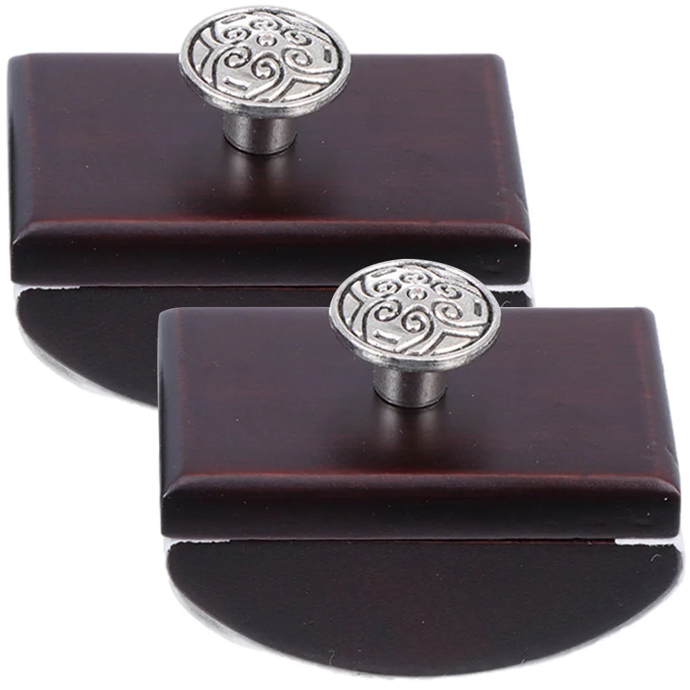 2 Pcs Tabletop Accessories Quick Drying Pen Wooden Rocker Blotter Paper Desk Ink Absorbent Stamp Embossed Brown Office Student