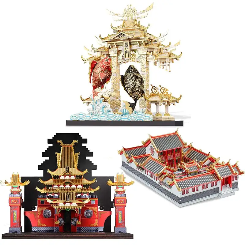 Stucool 3d metalen puzzel model kits, dragon gate karpers modellen bouwpakket voor volwassenen, brain teaser diy 3d puzzels leren speelgoed