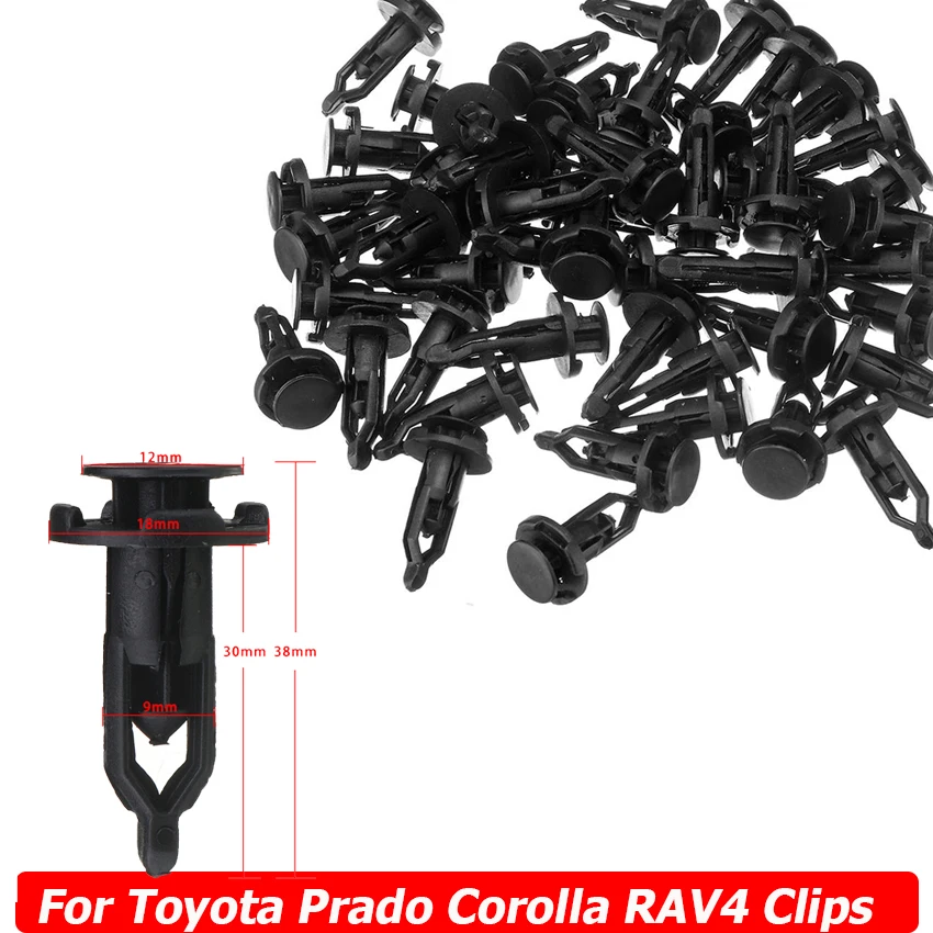 50PCS Clips Rivet Retainer Fender Bumper Fasteners Clip 9mm For Toyota Lexus 52161-02020 52161-16010 94858560 Car Accessories