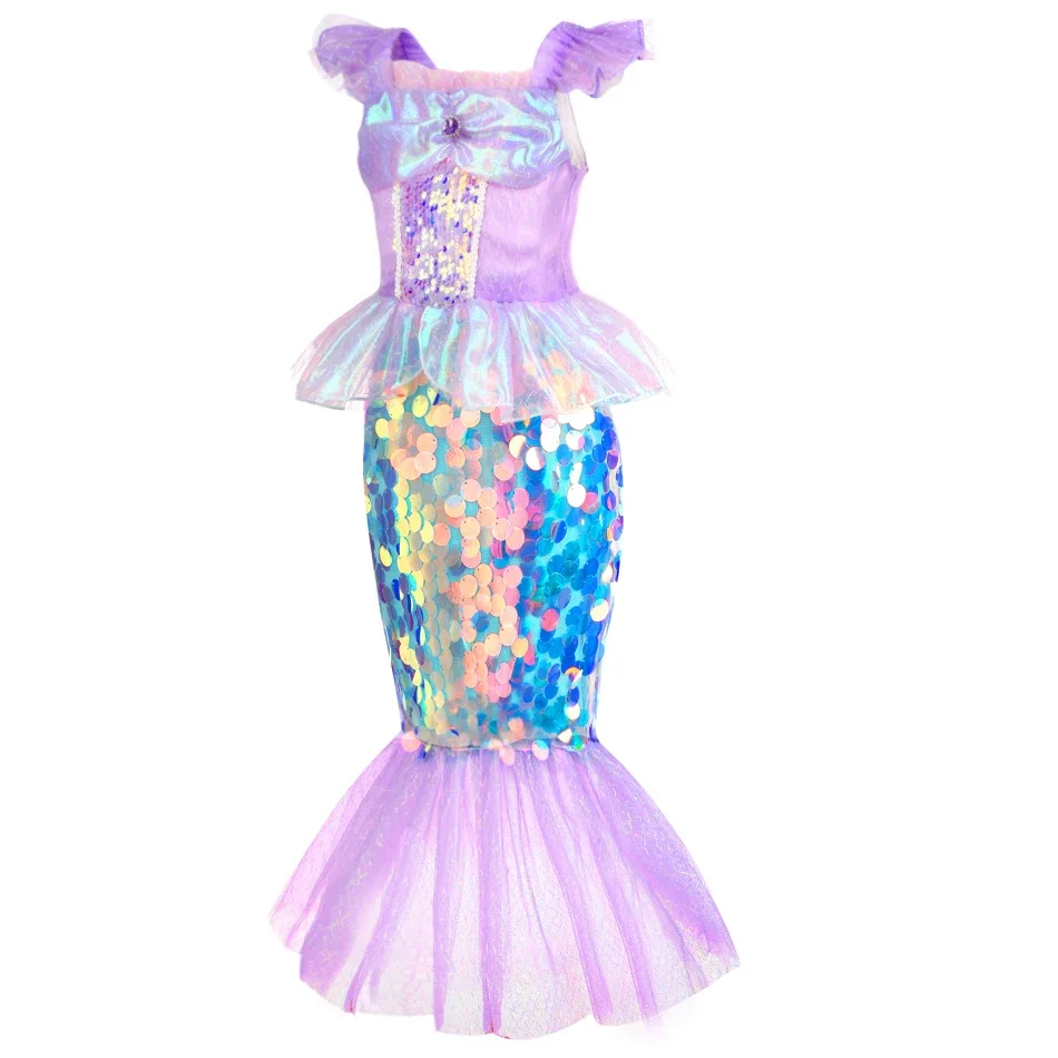 Abito a sirena per ragazza Charm Princess Cosplay paillettes Bling Costume per bambini ragazza pesce bellezza festa di compleanno abbigliamento di