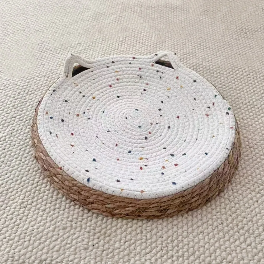 Wear-Resistant Large Woven Cat Bed Cotton Rope Round Cat Scratching Board Stable Structure Anti-slip Pet Sofa Bed Pet Supplies